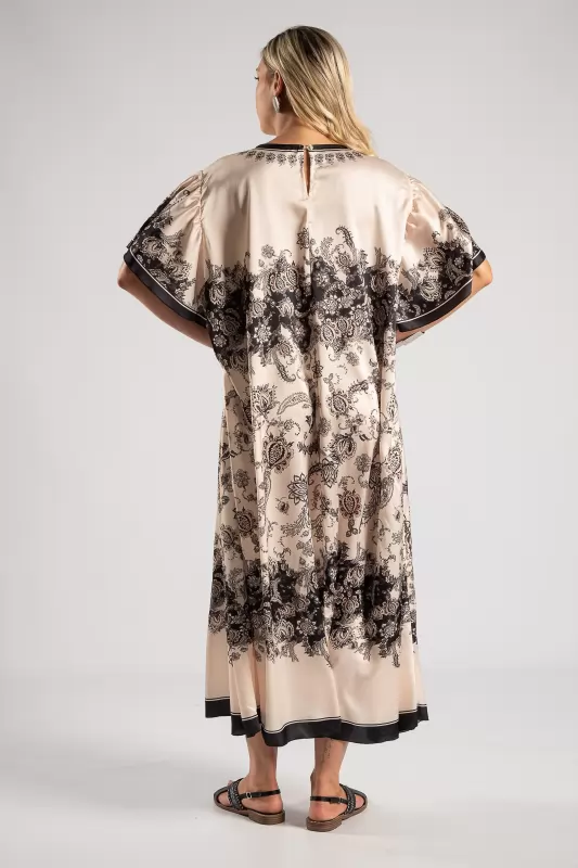Dress Short Sleeved Embroidered Maxi 