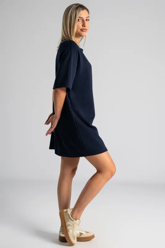 Dress Short Sleeve Solid Color