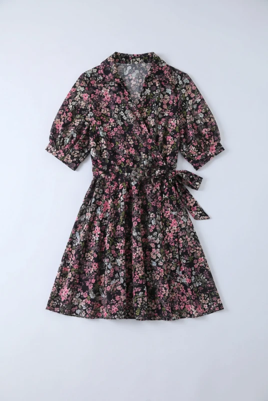 Φόρεμα Κρουαζέ Floral Λάστιχο