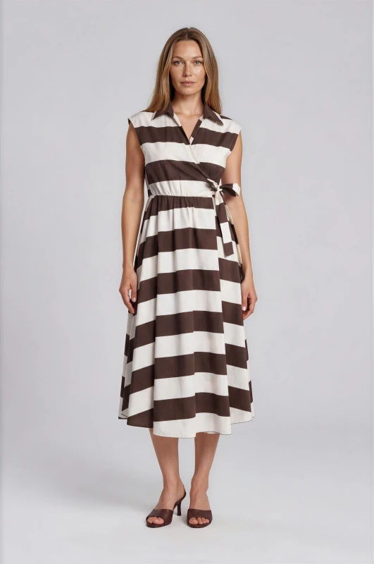 Dress Wrap Cotton Striped 