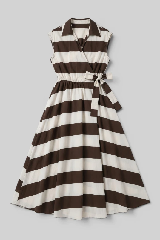 Dress Wrap Cotton Striped 