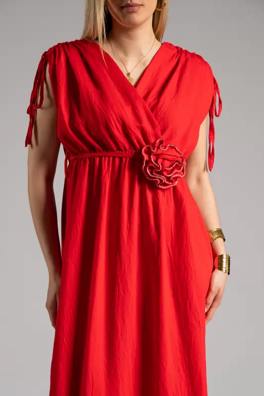 Φόρεμα Κρουαζέ Ζώνη Rose