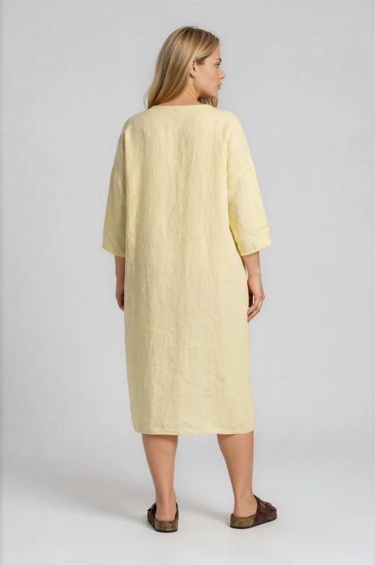 Linen Dress Decorative Buttons