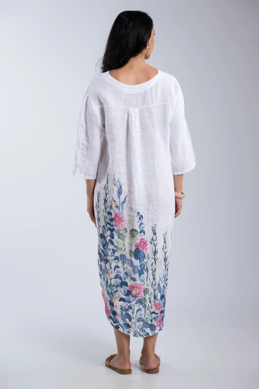 Φόρεμα Λινό Floral Ασύμμετρο Willow