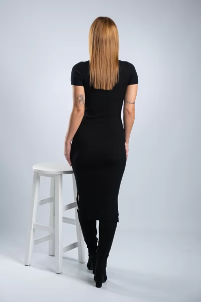 Φόρεμα Lupeto Rib Μαύρο