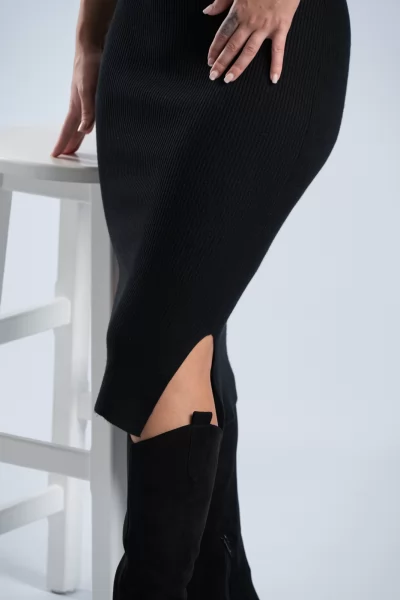 Φόρεμα Lupeto Rib Μαύρο