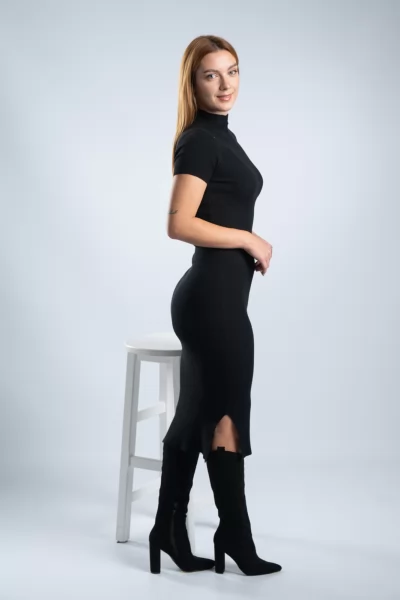 Φόρεμα Lupeto Rib Μαύρο