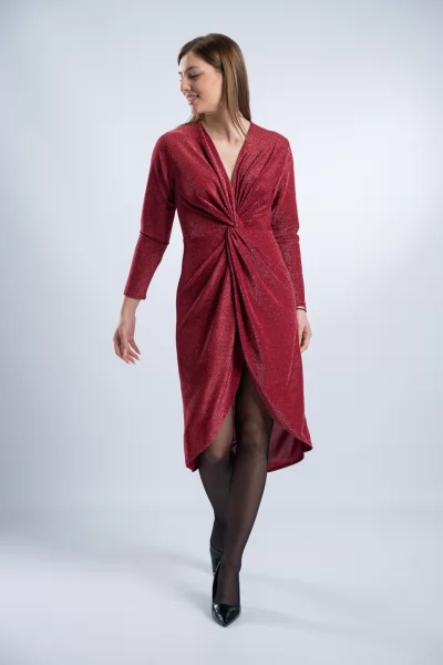 Φόρεμα Lurex Κόμπος Cherry