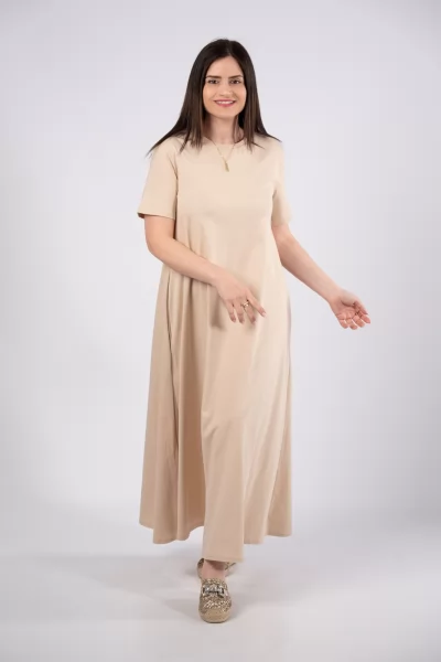 Φόρεμα Μακό Basic Μπεζ
