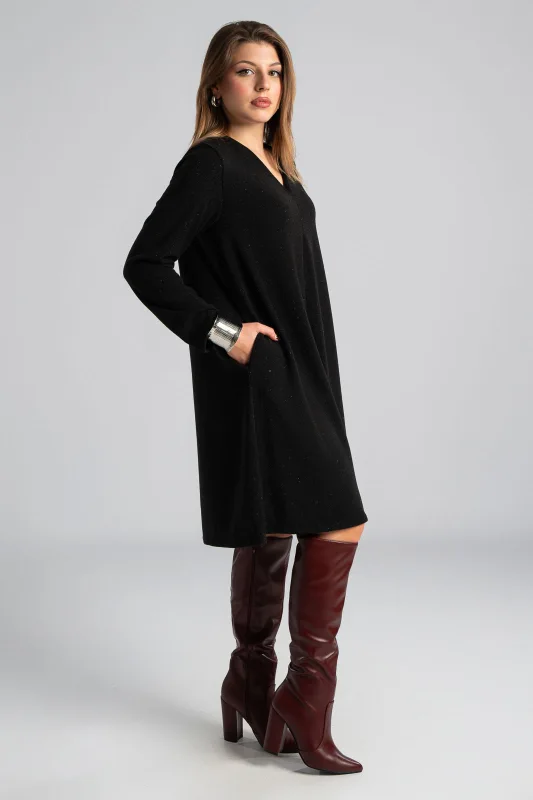 Φόρεμα Μακριά Μανίκια Ασημοκλωστή