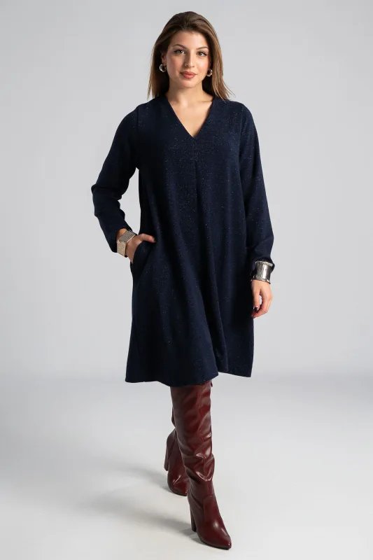 Φόρεμα Μακριά Μανίκια Ασημοκλωστή