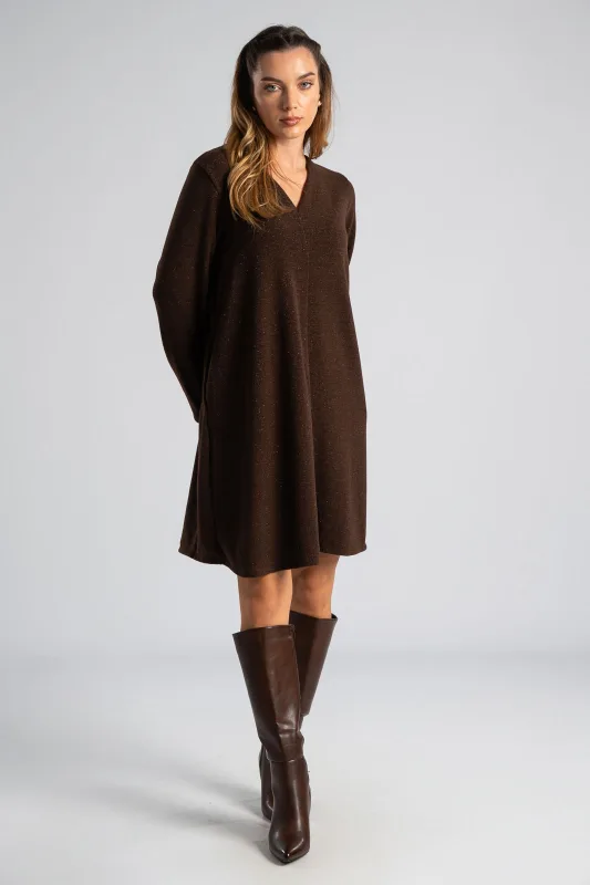 Φόρεμα Μακριά Μανίκια Ασημοκλωστή