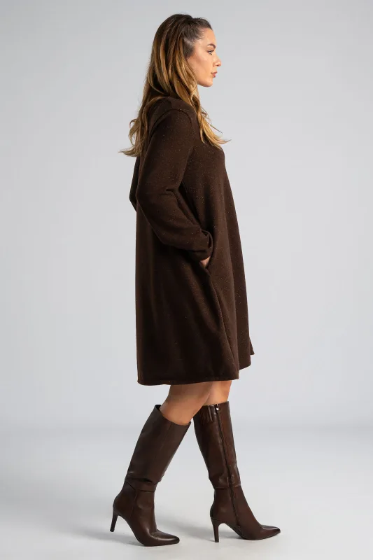 Φόρεμα Μακριά Μανίκια Ασημοκλωστή