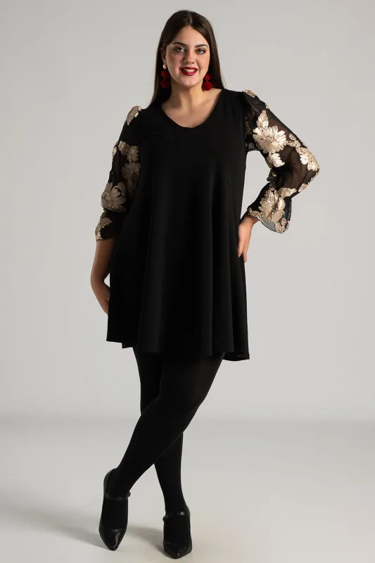 Φόρεμα Μακριά Μανίκια Διαφάνεια