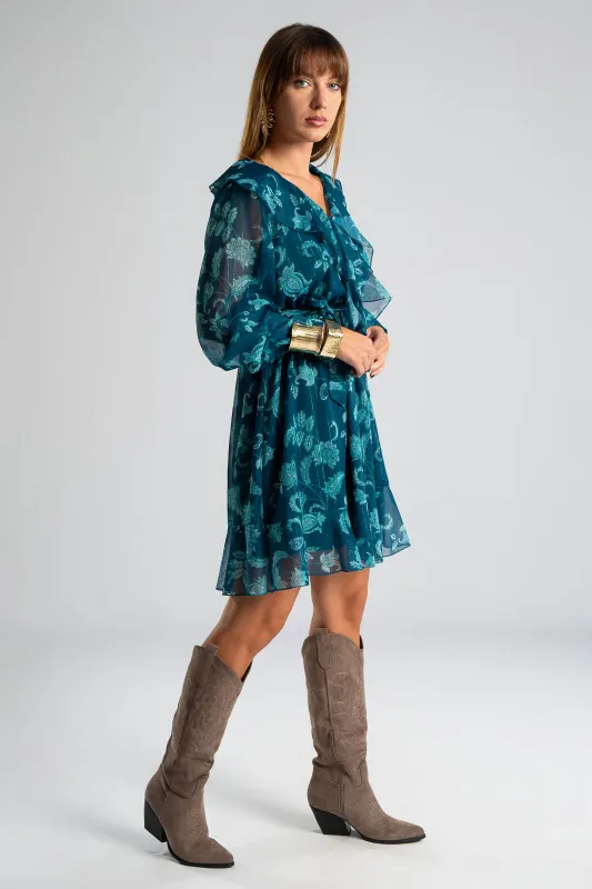 Φόρεμα Μακριά Μανίκια Βολάν