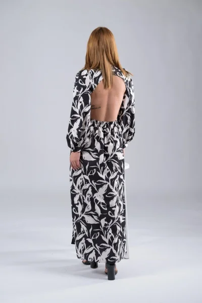 Maxi Dress Claudia Black-White