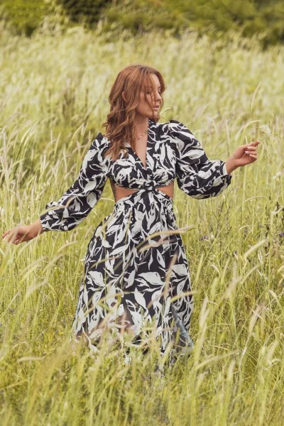 Maxi Dress Claudia Black-White