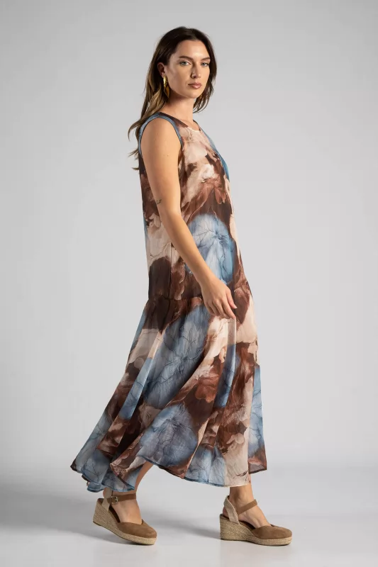 Φόρεμα Maxi Floral Αμάνικο