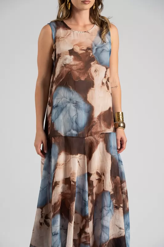 Φόρεμα Maxi Floral Αμάνικο
