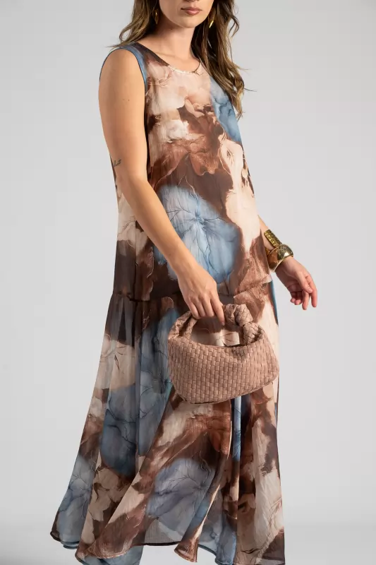 Φόρεμα Maxi Floral Αμάνικο