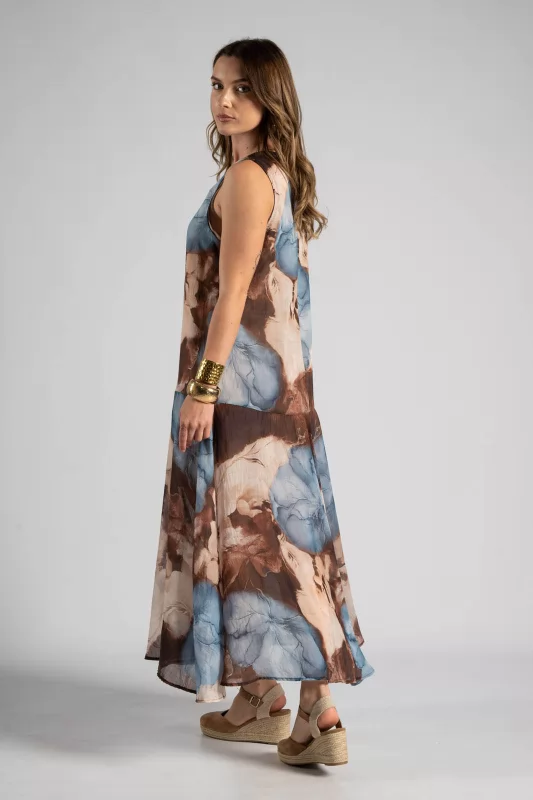 Φόρεμα Maxi Floral Αμάνικο