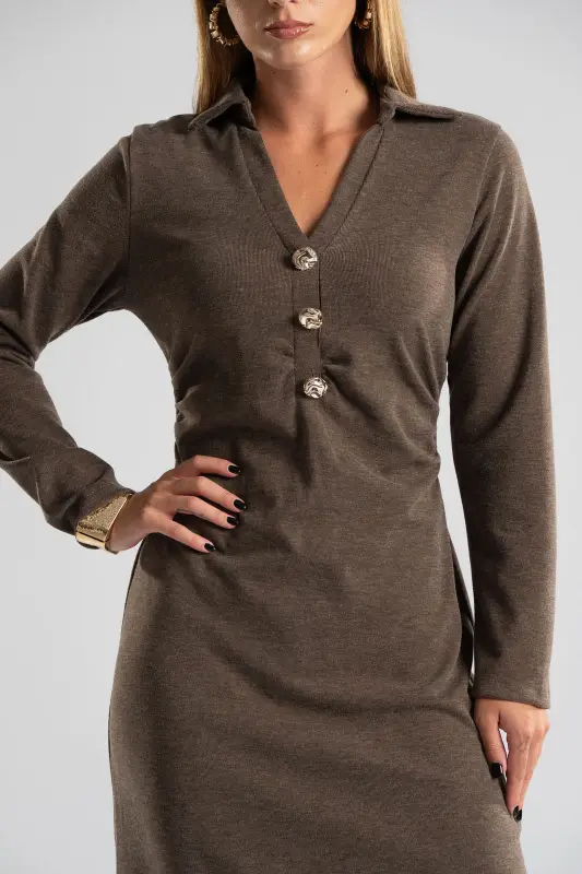 Maxi Dress Collar Buttons
