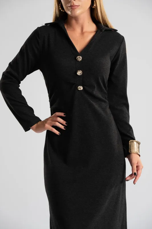 Maxi Dress Collar Buttons