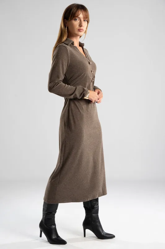 Maxi Dress Collar Buttons