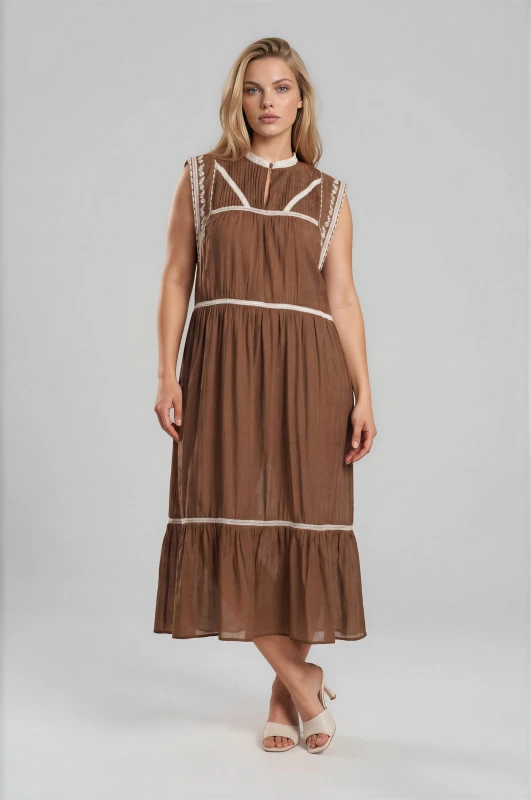 Maxi Dress Embroidery Button 