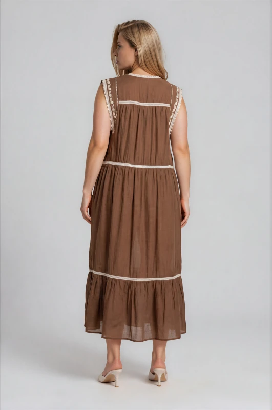 Maxi Dress Embroidery Button 