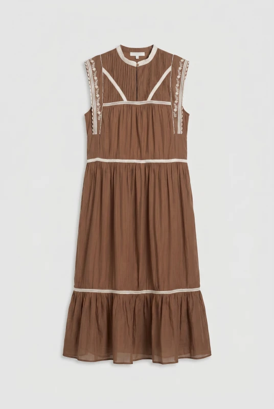 Maxi Dress Embroidery Button 