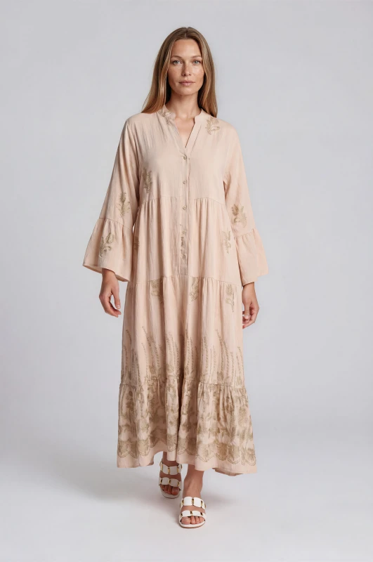 Maxi Dress Embroidered Flowers
