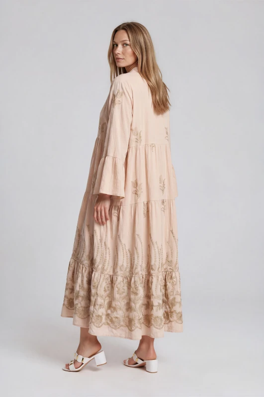 Maxi Dress Embroidered Flowers