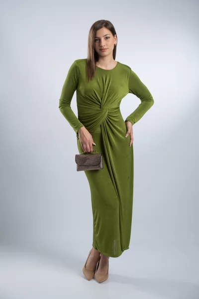 Φόρεμα Maxi Κόμπος Ζέρσει Apple Green