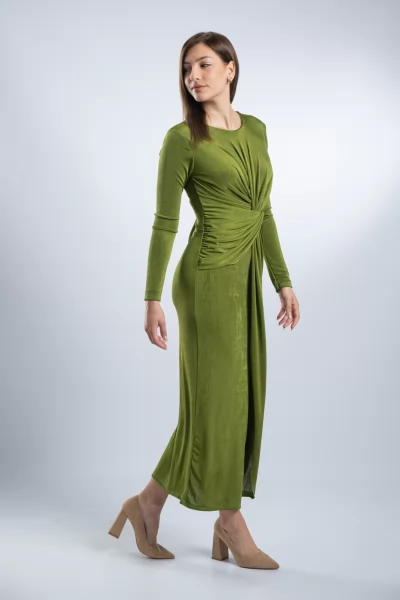 Φόρεμα Maxi Κόμπος Ζέρσει Apple Green