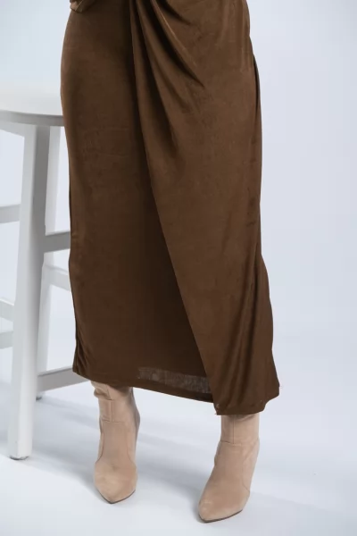Φόρεμα Maxi Κόμπος Ζέρσει Chocolate