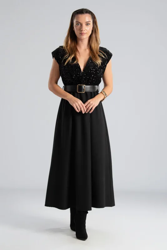 Φόρεμα Maxi Κρουαζέ Παγιέτα