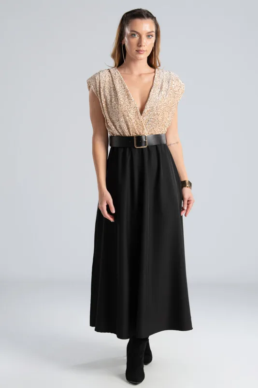 Maxi Wrapped Dress Sequin