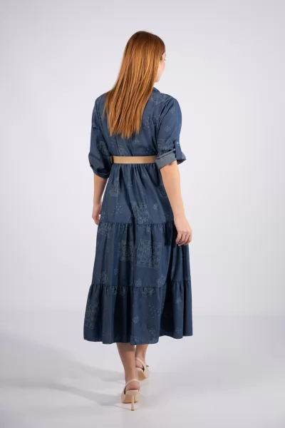 Φόρεμα Maxi Λαχούρ Denim Blue