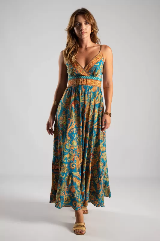 Φόρεμα Maxi Λεπτή Τιράντα Paisley