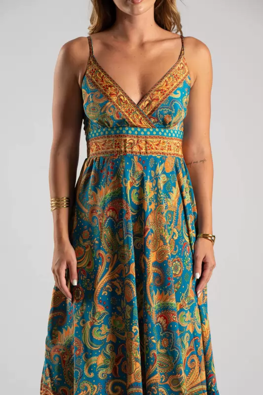 Φόρεμα Maxi Λεπτή Τιράντα Paisley