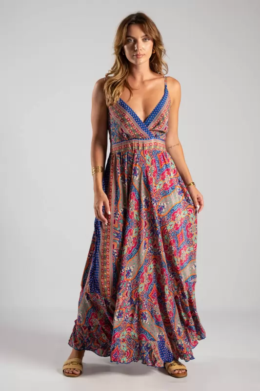 Φόρεμα Maxi Λεπτή Τιράντα Paisley