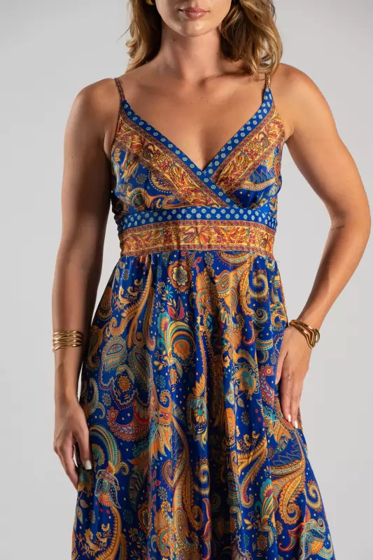 Φόρεμα Maxi Λεπτή Τιράντα Paisley