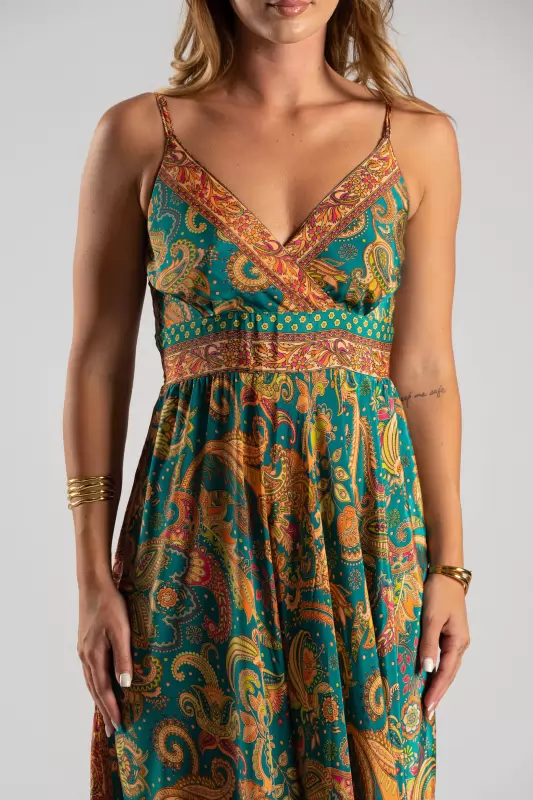 Φόρεμα Maxi Λεπτή Τιράντα Paisley