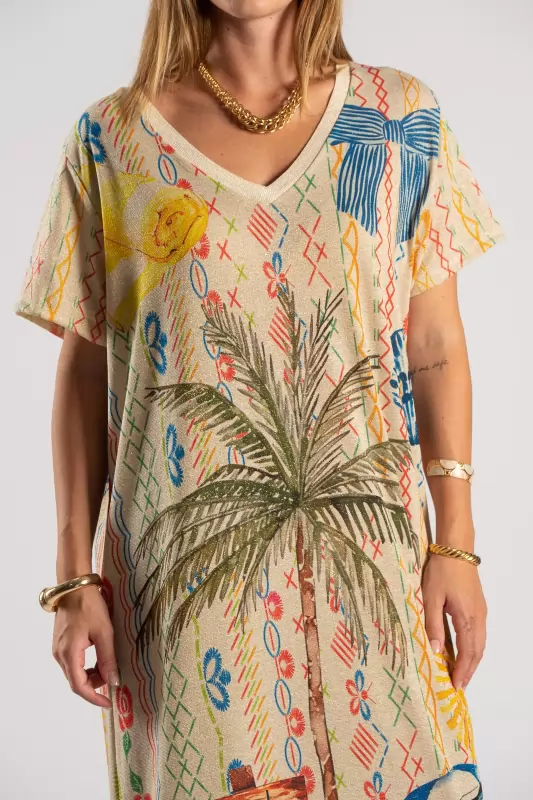 Φόρεμα Maxi Lurex Tropical