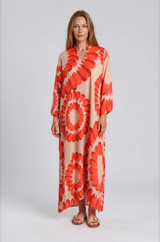 Mao Collar Maxi Dress 