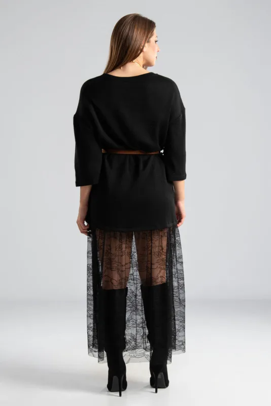 Φόρεμα Maxi Νημάτινο Δαντέλα Ζώνη