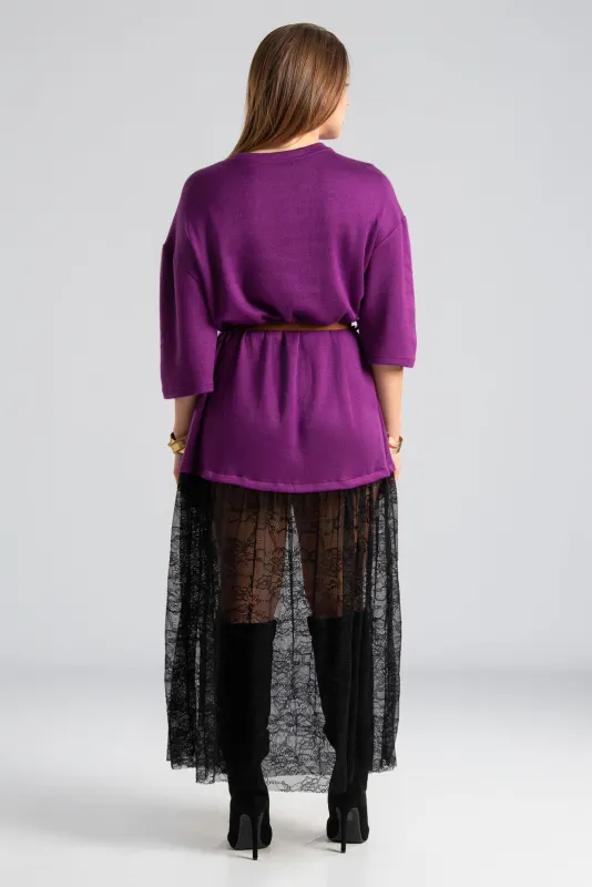 Φόρεμα Maxi Νημάτινο Δαντέλα Ζώνη