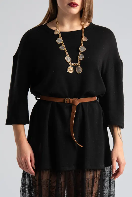 Φόρεμα Maxi Νημάτινο Δαντέλα Ζώνη