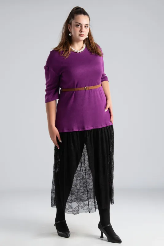 Φόρεμα Maxi Νημάτινο Δαντέλα Ζώνη